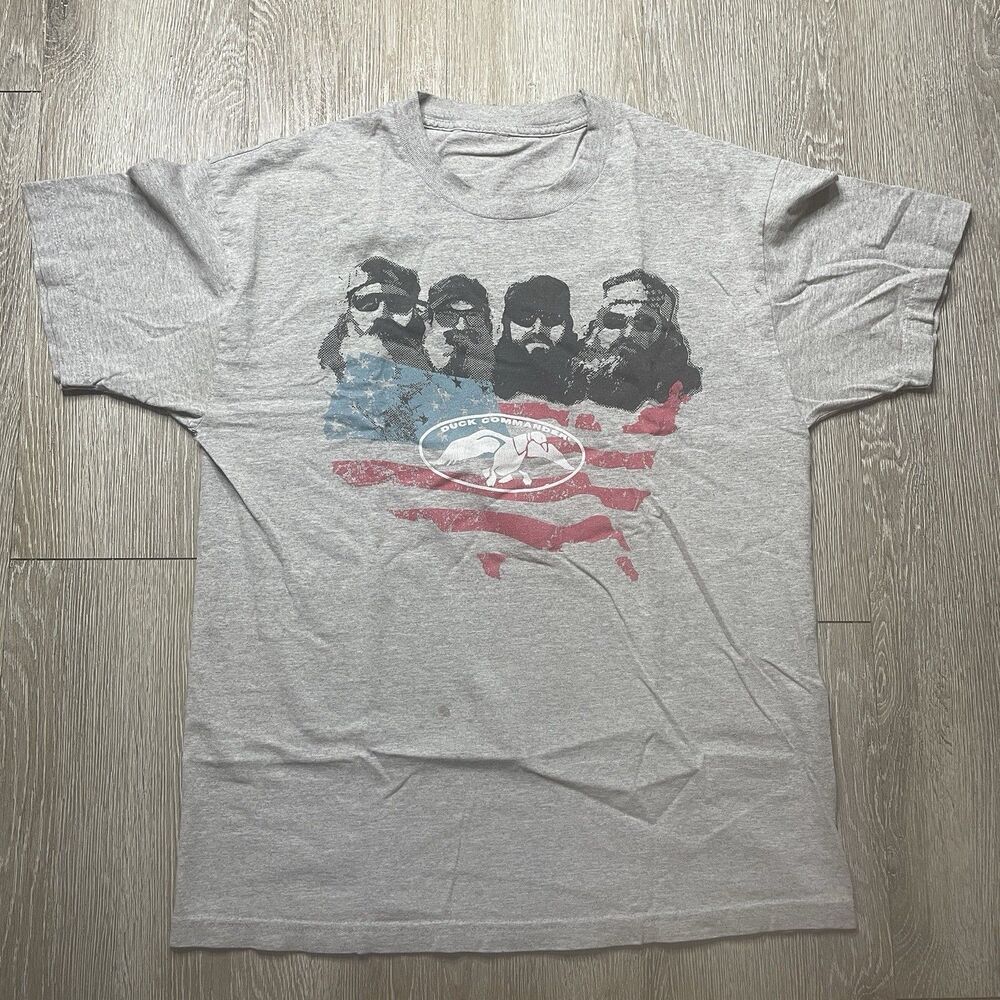 Duck Commander T Shirt Large Gray Duck Dynasty USA Flag Graphic Tee